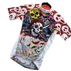 Paladin Cycling Jersey & Shorts Pirate Skull Print Short Sleeve Full Zip Mens‎ M